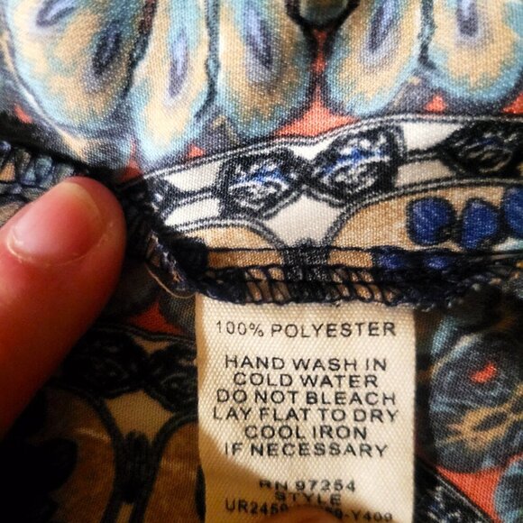 One Clothing 70s Retro Blue Multi-Colored Patterned Round Neck Dress - Size S - Picture 11 of 14